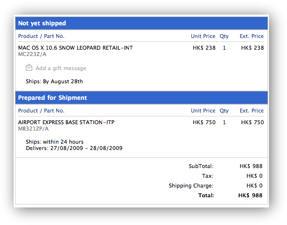 OS 10.6 Order